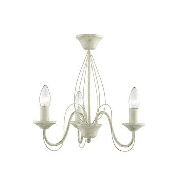 Searchlight 3-Light Semi Flush Ceiling Light in Brushed Cream