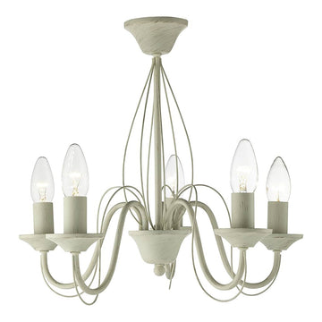 Searchlight 5-Light Semi Flush Ceiling Light in Brushed Cream