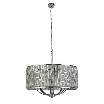 Searchlight Bijou 8-Light Chrome Pendant with Crystal Glass