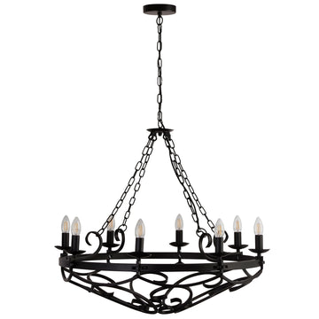 8-Light Classic Black Iron Chandelier – Elegant Vintage Design