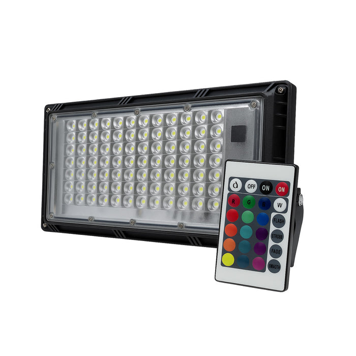 100W RGB LED Floodlight with Remote Control – Multicolor Outdoor Lighting