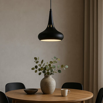 Single Pendant Lamp Matte Black + Matte White Finish