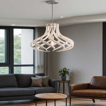 Twist Wave Black  Pendant Light White