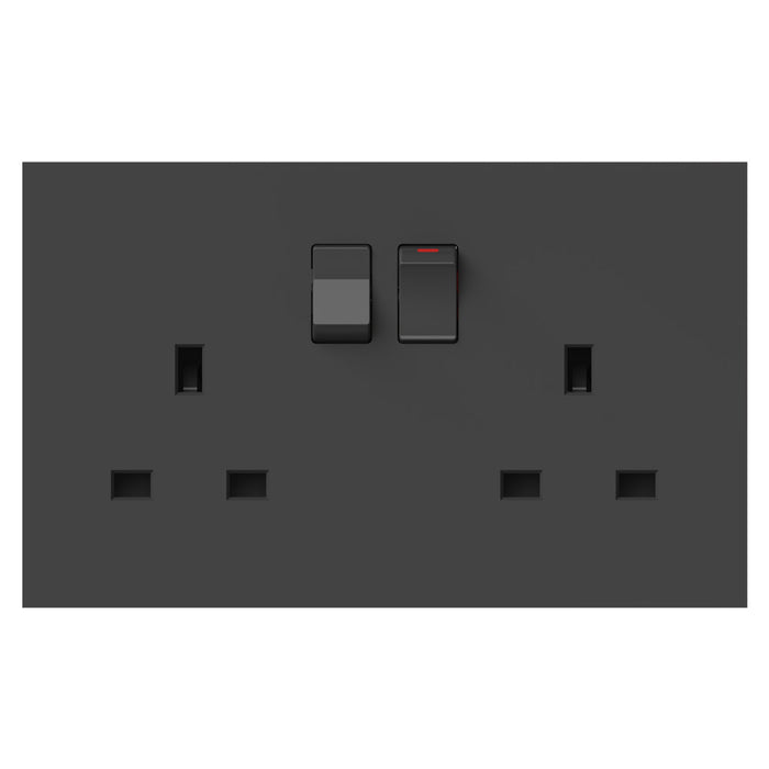FSL 2 Gang 13A Switched Socket – Black Modular Dual Power Outlet