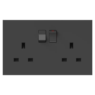FSL 2 Gang 13A Switched Socket – Black Modular Dual Power Outlet