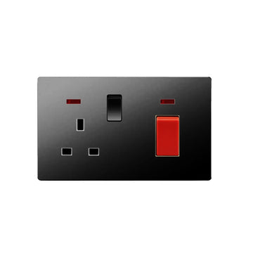 FSL 2 Gang 45A DP Switched Socket & Cooker Unit – Black Modular Heavy-Duty