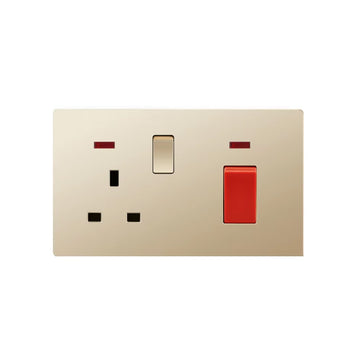 FSL 2 Gang 45A DP Switched Socket & Cooker Unit – Golden Modular Heavy-Duty