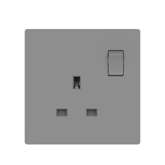Grey 1 Gang 13A Switched Socket