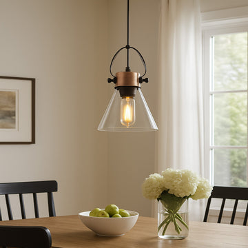 Pendant Lamp with Clear Glass Shade – Black