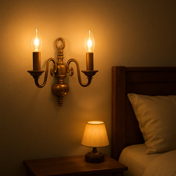 SEARCHLIGHT FLEMISH 2LT WALL BRACKET, ANTIQUE BRASS