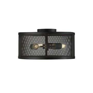 Fishnet 3 Light Flush Ceiling Light – Matt Black Metal & Mesh Shade