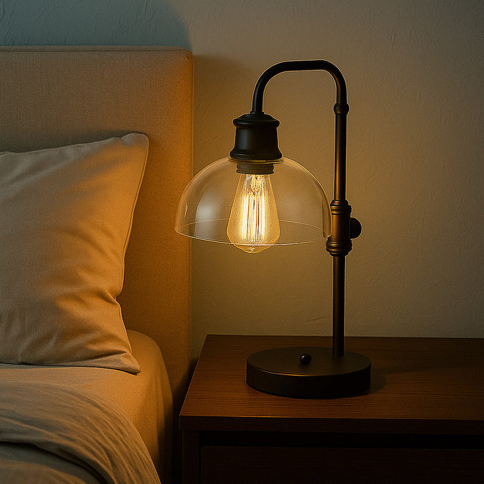 Table Lamp - Industrial Style, Black Finish, E27 Socket