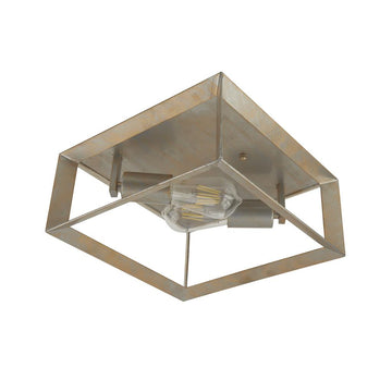HEATON 2LT CEILING LIGHT, BRUSHED SILVER GOLD FINISH