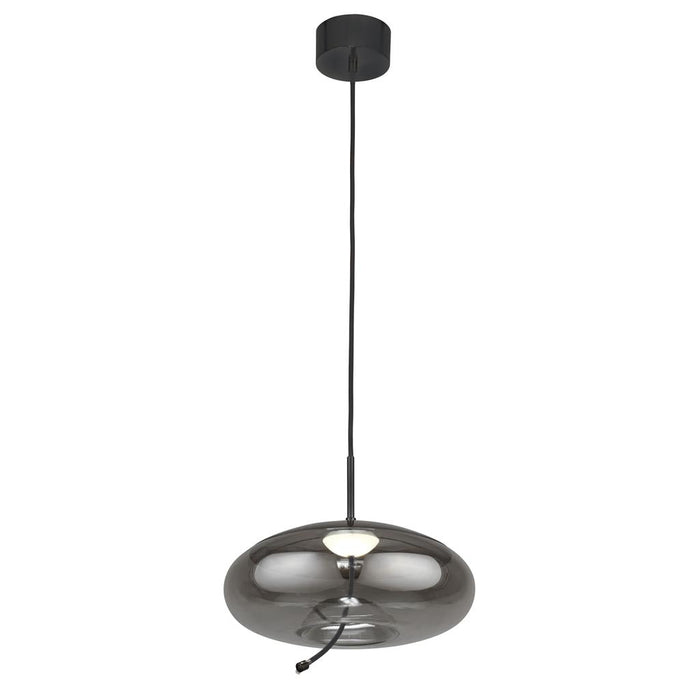 Searchlight Lisbon 1-Light LED Pendant – Black & Smoked Glass