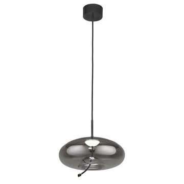 Searchlight Lisbon 1-Light LED Pendant – Black & Smoked Glass