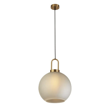 Searchlight Snowdrop 1-Light Pendant – Brass with Acid Glass