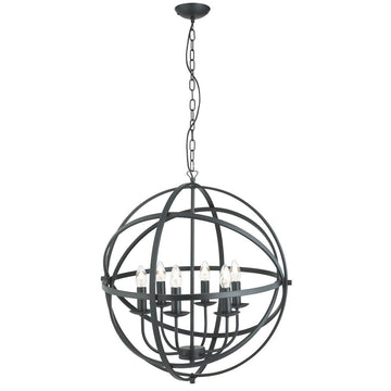 Searchlight Pendant Lamp – 6-Light Globe Design, Black Finish