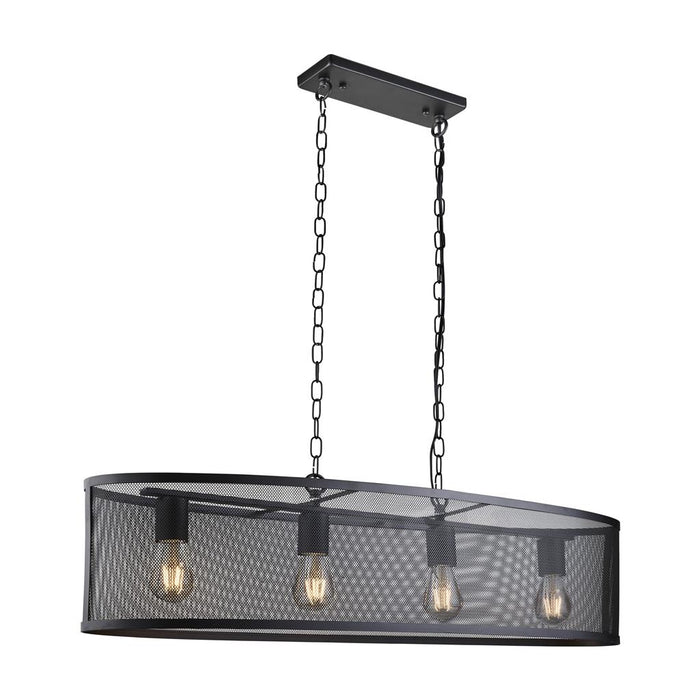 Searchlight Pendant Lamp – 4-Light Rectangular Frame, Black Finish