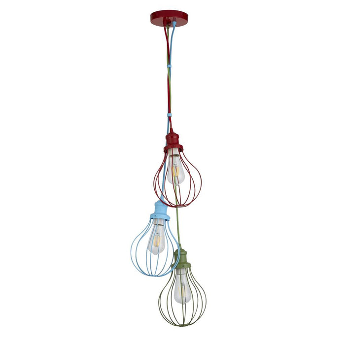Searchlight Kids 3-Light Multi-Drop Balloon Cage Pendant – Multi-Colour