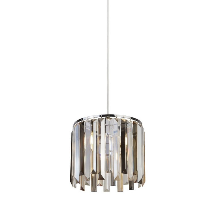 Searchlight 1-Light Single Pendant Lamp – Chrome with Clear/Smoked/Amber Glass