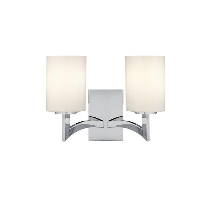 Searchlight Gina Wall Bracket, 2 × E27, Chrome with White Glass Shades
