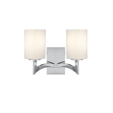 Searchlight Gina Wall Bracket, 2 × E27, Chrome with White Glass Shades
