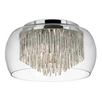 Searchlight Curva 4-Light Flush Ceiling Lamp – Clear Glass Shade