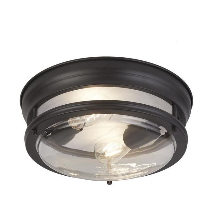 Searchlight Modern Flush Mount Ceiling Light – Matte Black Finish with Clear Glass | 2-Light Fixture for Living Room, Bedroom, Hallway