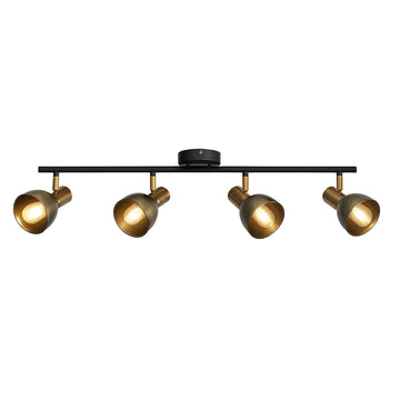 Searchlight Light Bar Spotlight in Black & Satin Brass with Smoked Glass