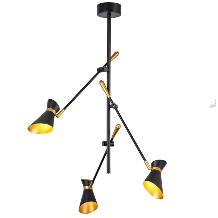Searchlight Diablo 3-Light LED Ceiling Spotlight – Matt Black & Gold | Adjustable Modern Ceiling Fixture