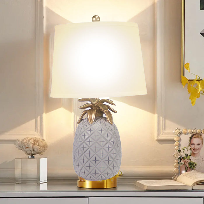 Iridescent Pineapple Table Lamp with Grey Shade (1 x E27)